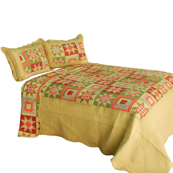 Twilight Time Queen Size Cotton Quilted Printed Quilt Bedding Set 3PC