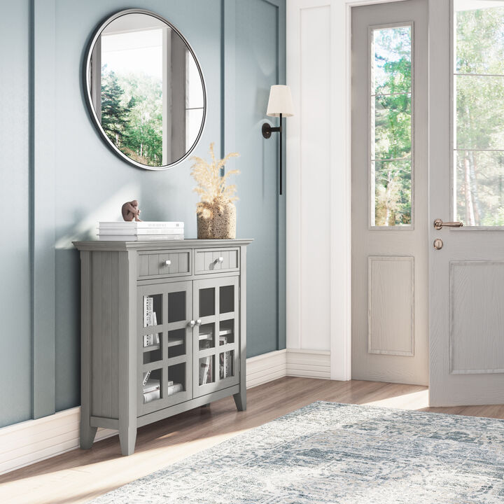 Acadian SOLID WOOD 36 inch Wide Rustic Entryway Hallway Storage Cabinet in Fog Grey