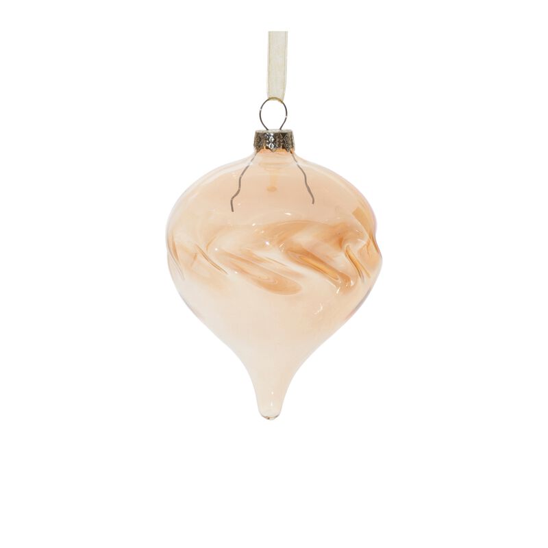 Set of 12 Ombre Amber Glass Ornaments with Wavy Design for Seasonal Display