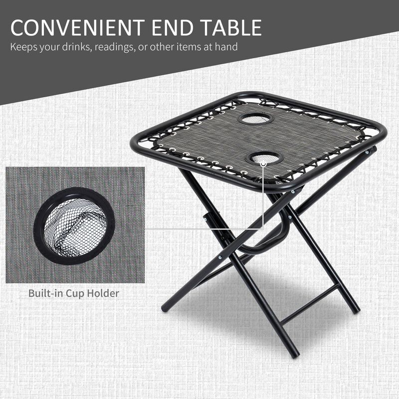 Gray Outdoor Relaxation: 3-Piece Zero Gravity Set with Side Table