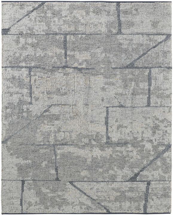 HomeRoots Wool Abstract Hand Knotted Worn Faded Area Rug