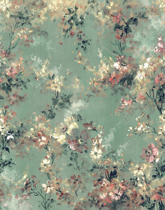 City Romance Floral Green Mural 35096