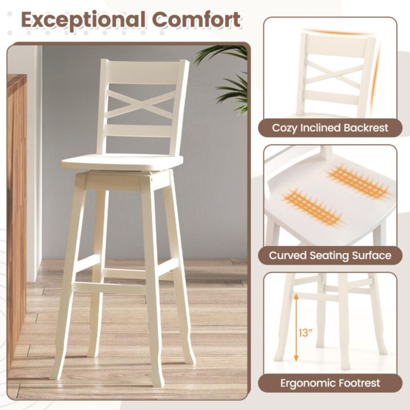 Hivvago Swivel 30-Inch Bar Height Stool Set of 2 with Footrest