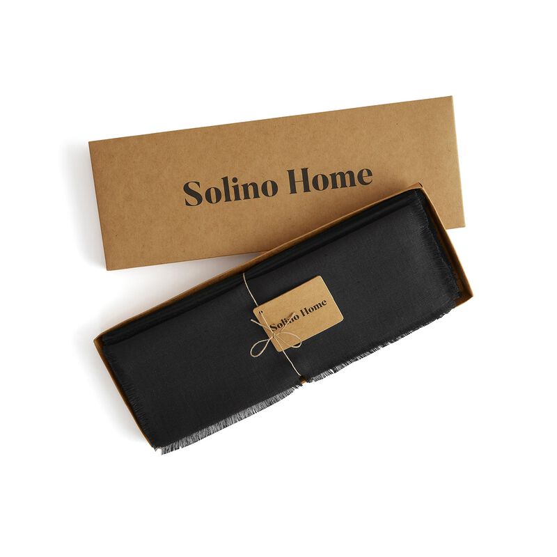 Solino Home Fringe 100% Linen Placemats &ndash; Set of 4, 14 x 19 in, Machine Washable, Holiday and Everyday Dining