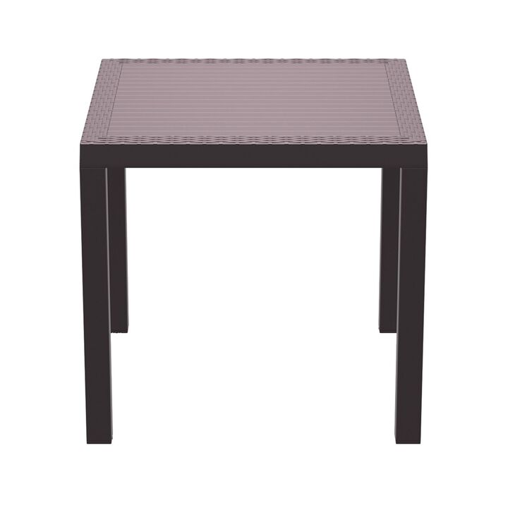 31.5" Coffee Brown Wickerlook Square Patio Dining Table