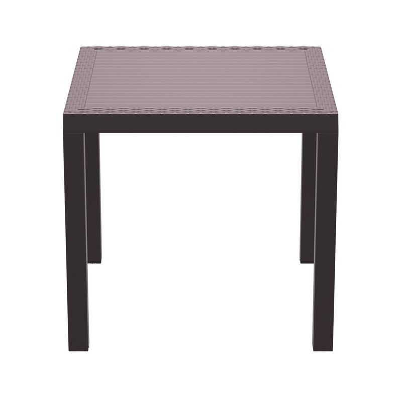 31.5" Coffee Brown Wickerlook Square Patio Dining Table