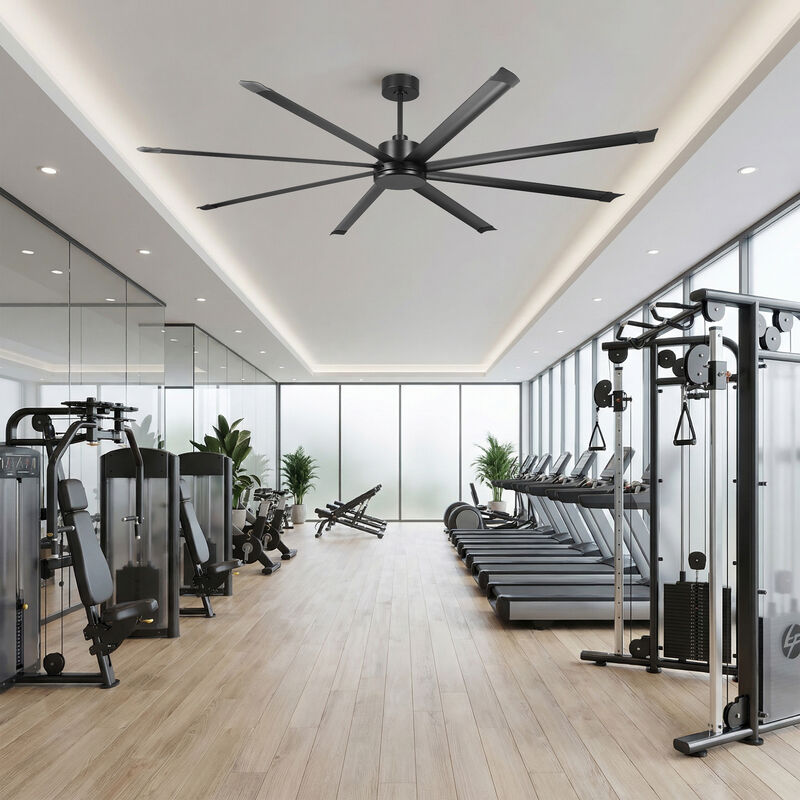 120" Industrial Black Reversible 8 Aluminum Blades Extra Large Ceiling Fan with Remote for Warehouse, garage, or Factory image number 5
