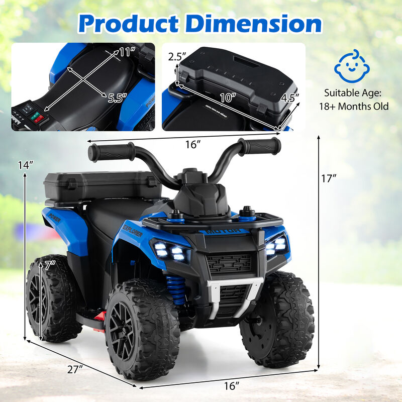 6V Electric Kids Ride-On ATV with Spray Feature, Storage Box and Music image number 2