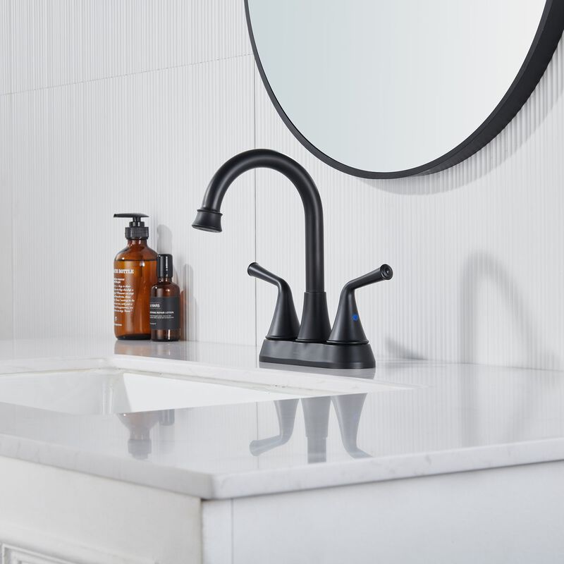Mondawe Modern 4 Inch 2-Handle Centerset Bathroom Sink Faucet with 360-Degree Swivel Spout