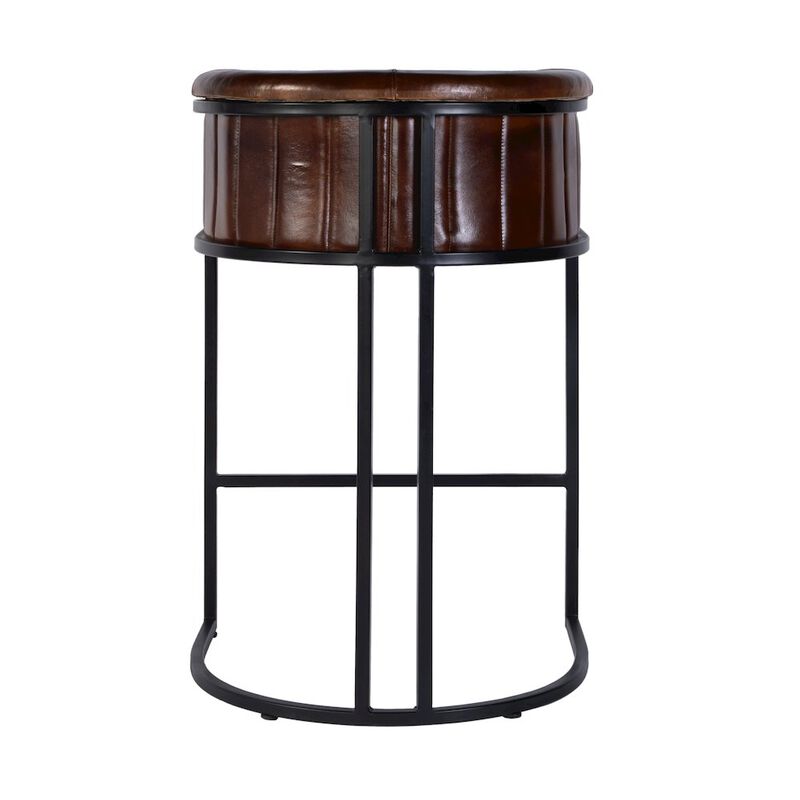 Butler Specialty Rockford 29 in. Seat Height Leather Barrel Bar Stool, Black, Brown image number 4