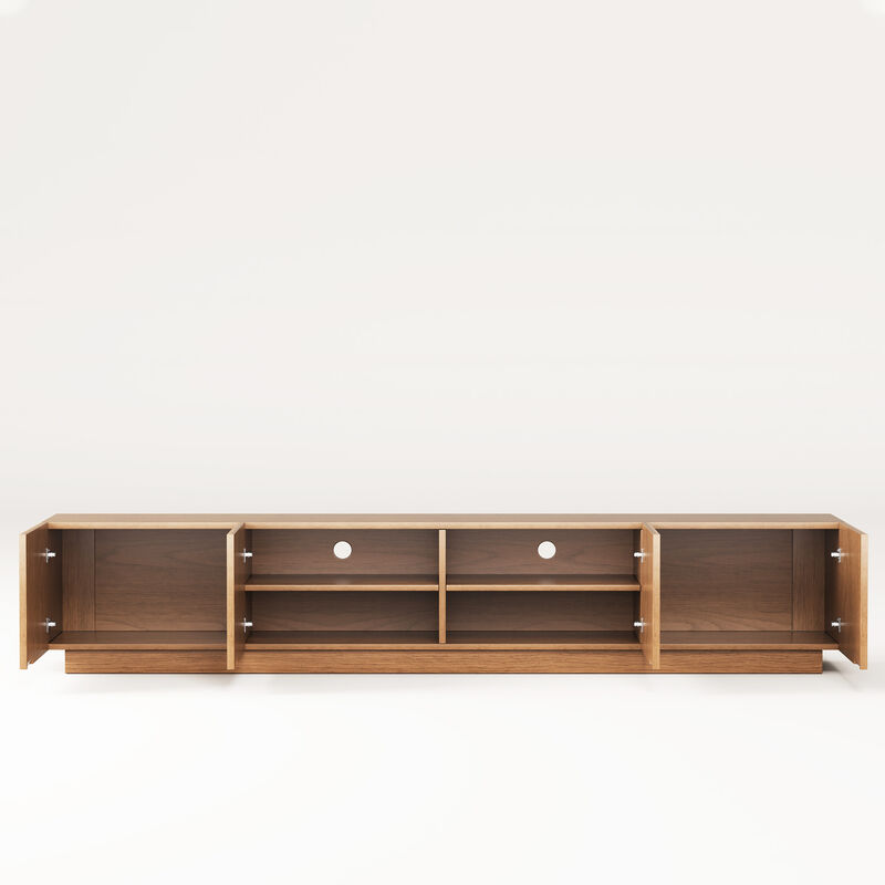 Wooden TV Stand with 4 Doors Legless 86.6" Brown