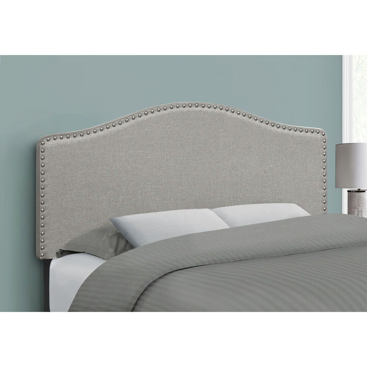 Monarch Specialties I 6013F Bed, Headboard Only, Full Size, Bedroom, Upholstered, Linen Look, Grey, Transitional