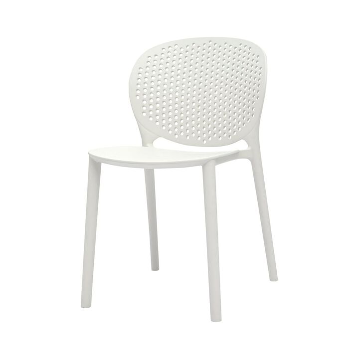 Benjara Gyna 14 Inch Kids Side Chair, Round Dotted Backrest, Armless, White