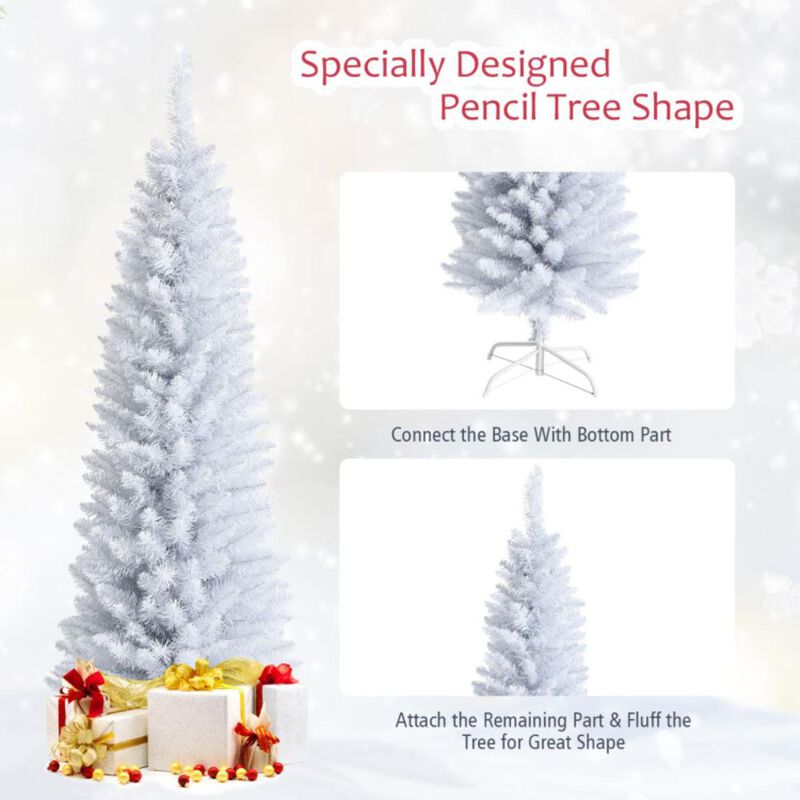 Hivvago Artificial Christmas Pencil Tree with Folding Metal Stand
