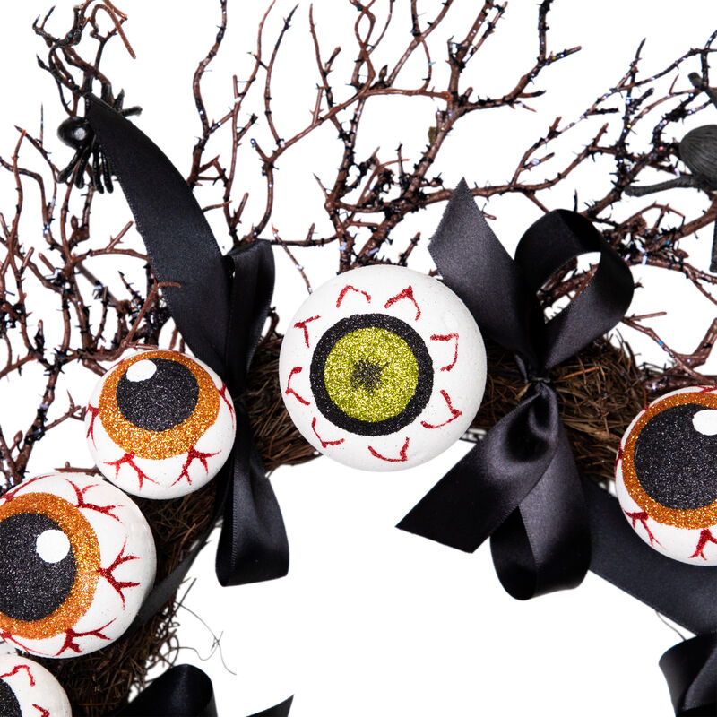 Eyeballs and Spiders Halloween Twig Wreath  24-Inch  Unlit image number 5