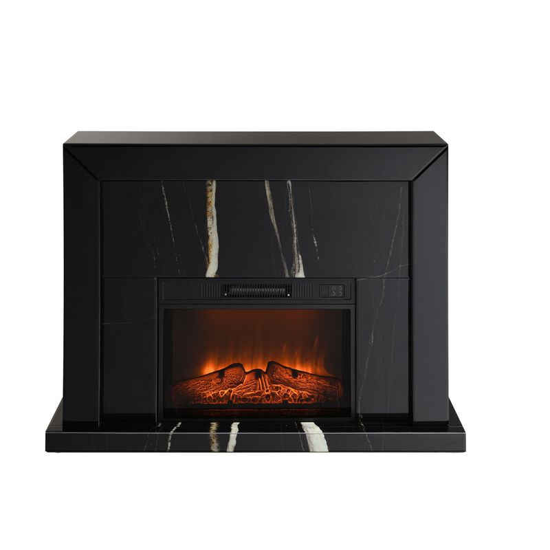 Black Mirrored Finish Fireplace image number 0