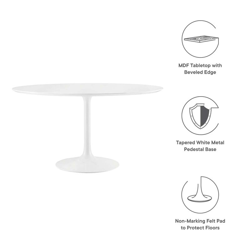 Modway - Lippa 54" Round Wood Top Dining Table White image number 5