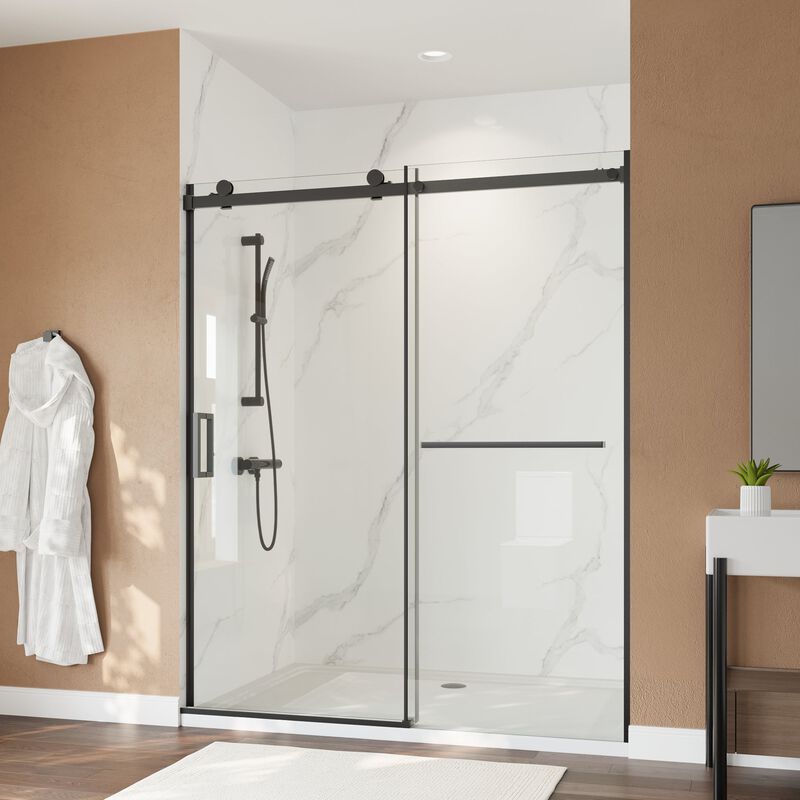 White Stainless Steel Shower Door with Top Impact Buffer and Rustproof 304 Track System
