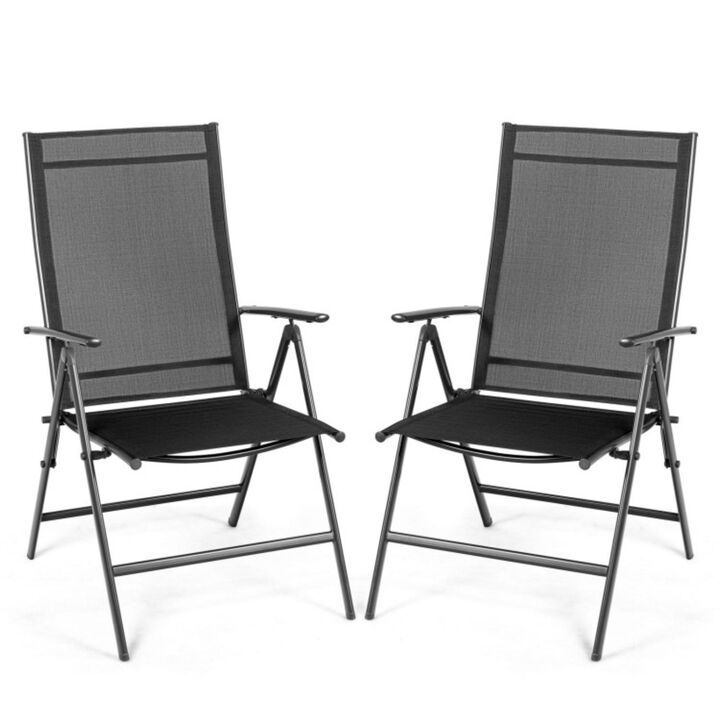 Hivvago Set of 2 Adjustable Portable Patio Folding Dining Chair Recliners-Black