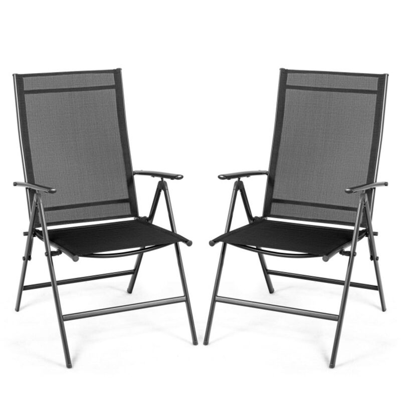 Hivvago Set of 2 Adjustable Portable Patio Folding Dining Chair Recliners-Black