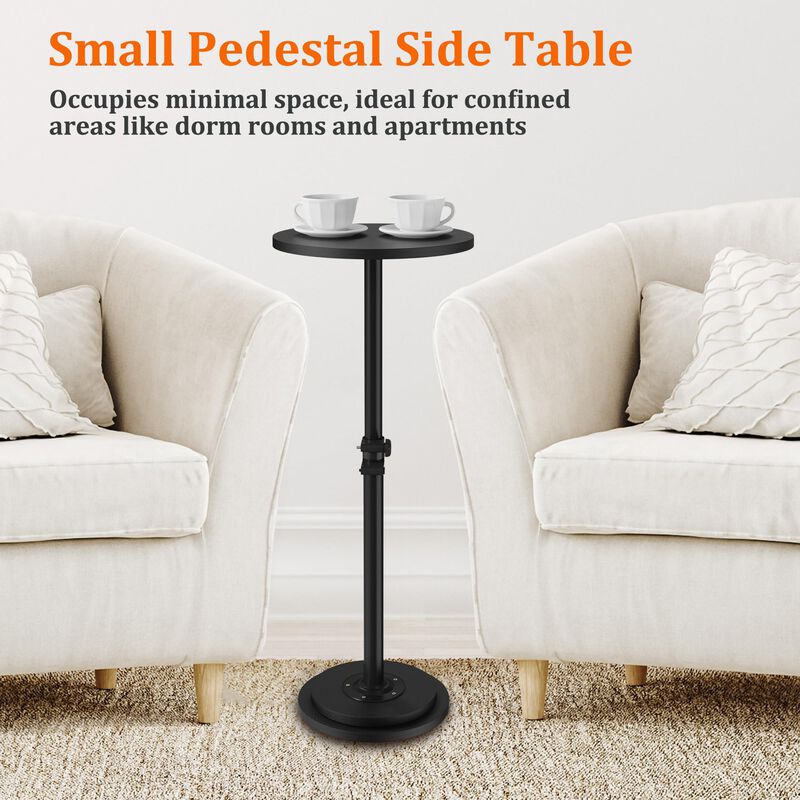 Jchccu 2Pack Drink Table, Small Round Side Table - 360 Swivel Height Adjustable for Small Spaces, Pedestal Martini for Sofa Couc