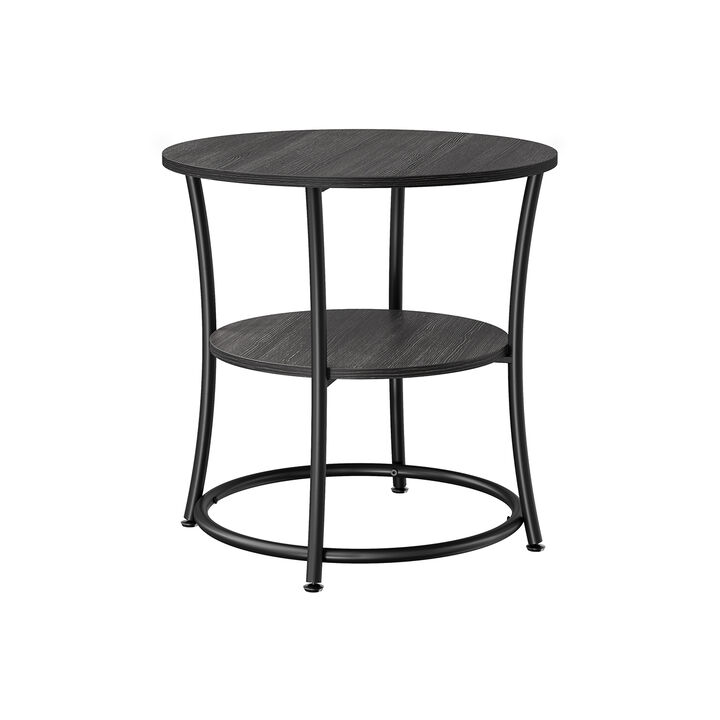Small Round End Table with 2 Shelves &ndash; Ideal for Compact Living Spaces or Minimalist Interiors