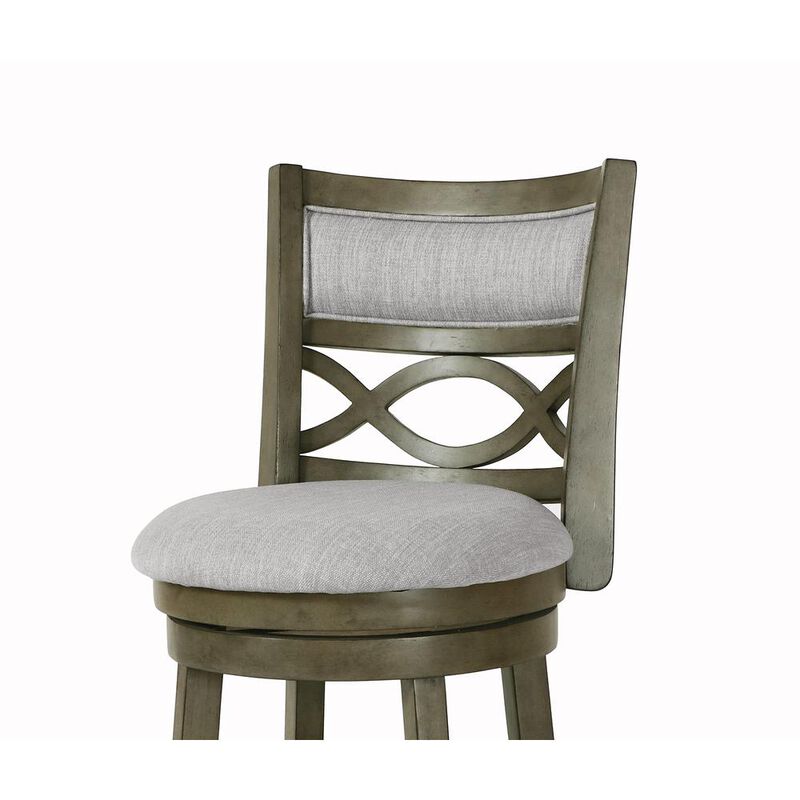 New Classic Furniture New Classic Manchester Gray Wood Swivel Counter Stool w/ Fabric Seat (Set of 2)