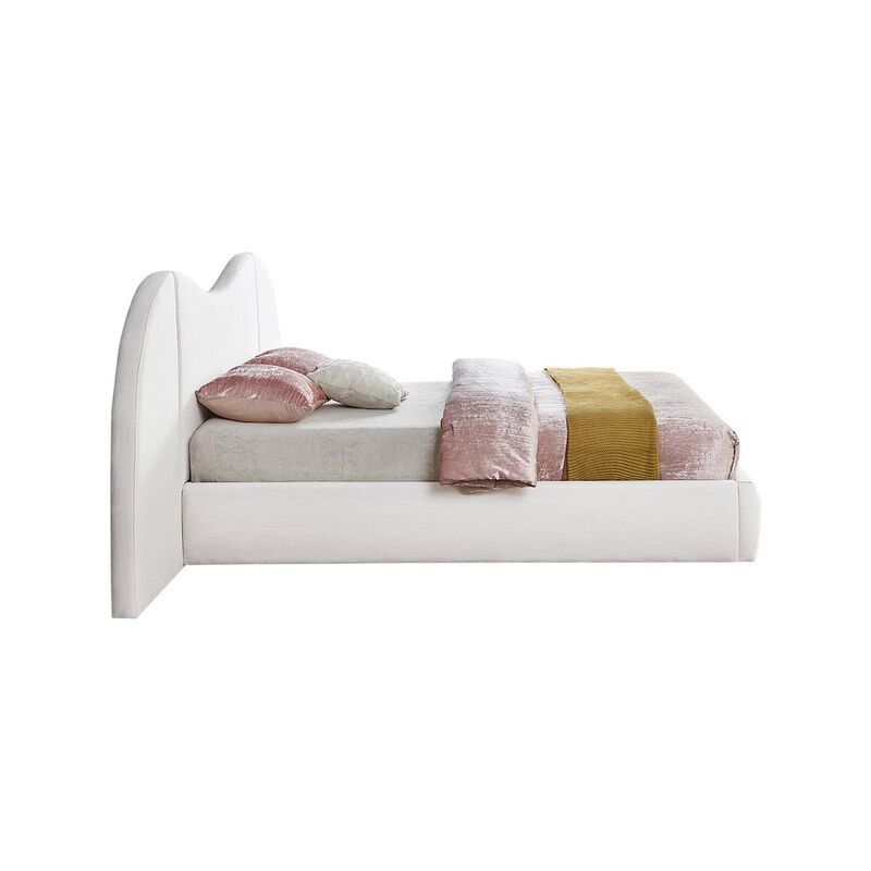 Meridian Furniture Everest White Linen Textured Fabric King Bed