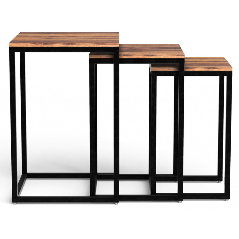 3-Piece Nested End Tables &ndash; Solid Wood Construction, Sleek Profile