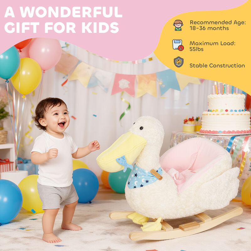 BreeBe Baby Rocking Horse Toy with Pelican Design and Duck Sound image number 6