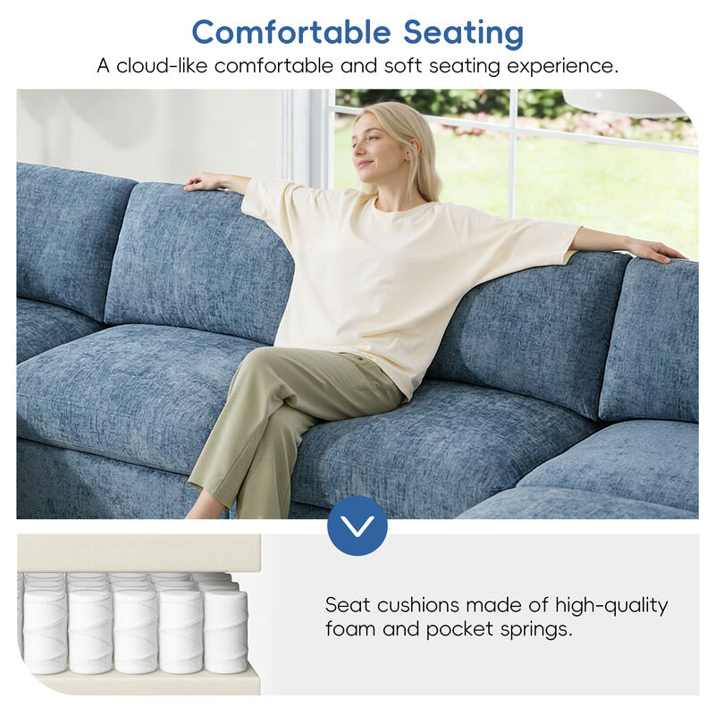 Merax Chenille 6-Piece Modular Sectional Sofa with Movable Ottoman image number 6