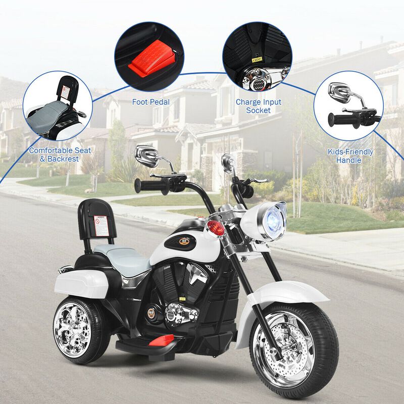 6V Toddler Electric Ride-On Bike with 3 Wheels, Horn and Front Headlight image number 4