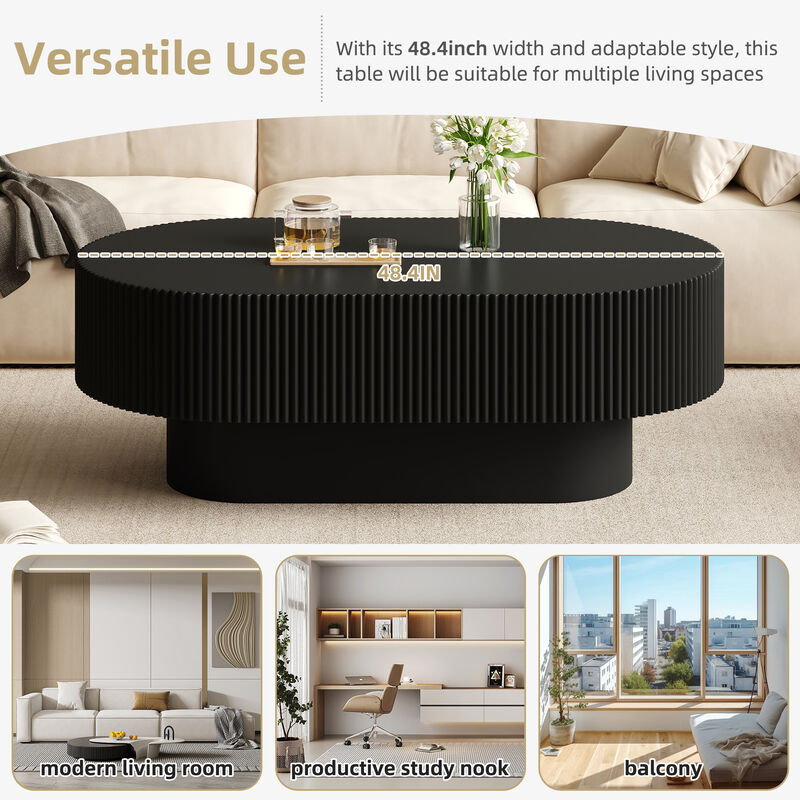 Merax Contemporary Oval Accent Table with Premium Painted Finish, Felt Floor Pads image number 7