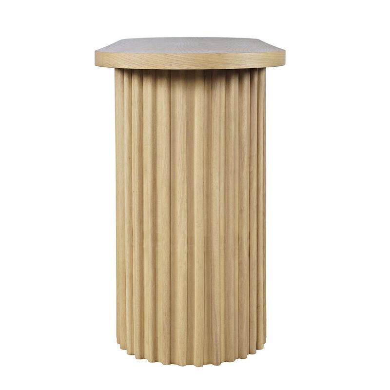 Jofran Auden Oval Mid-Century Modern Fluted Pedestal Base Sofa Console Table