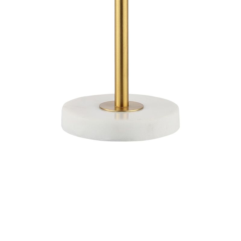 Amelie 28" 2-Light Coastal Vintage Iron LED Table Lamp, Brass Gold/White