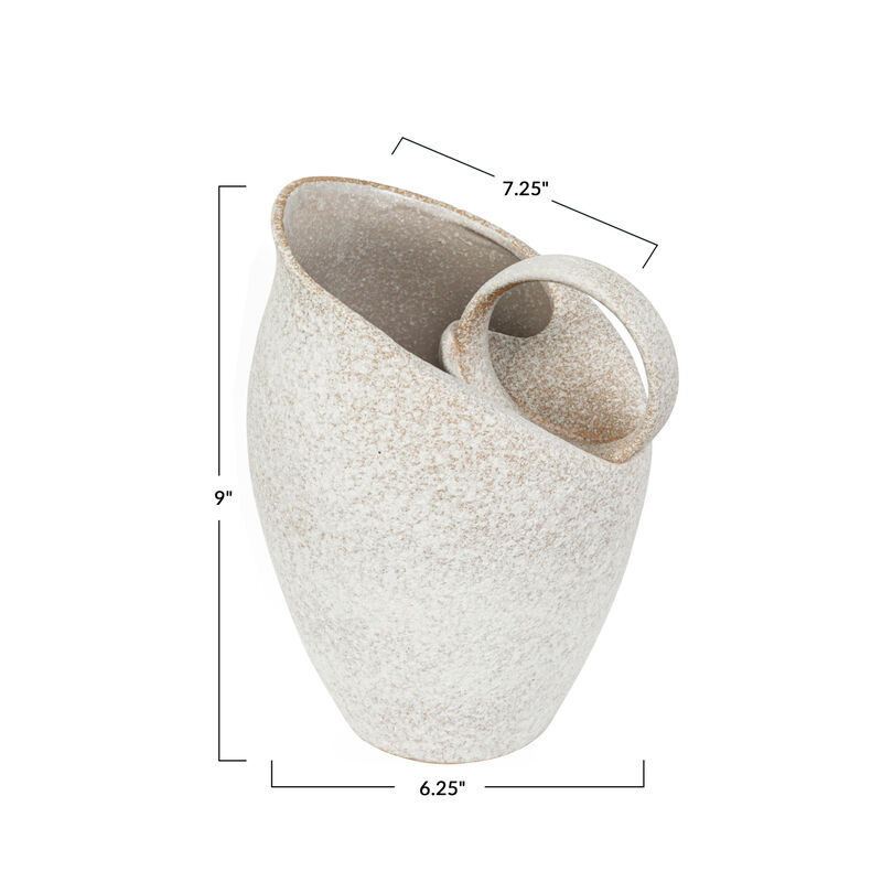 9 Inches 82-Ounce Textured Stoneware Pitcher in Reactive Glaze, White image number 1