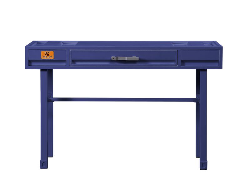 Industrial Style Metal and Wood 1 Drawer Vanity Desk, Blue image number 3