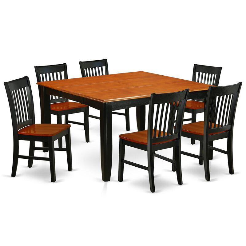 East West Furniture Dining Room Set Black & Cherry, PFNO7-BCH-W