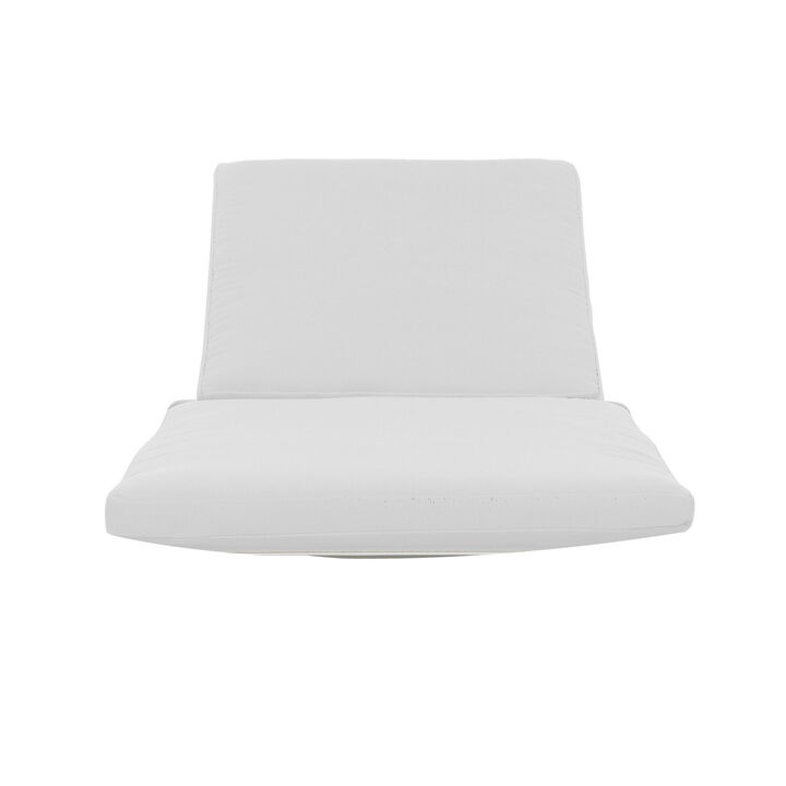 Edie 76 Inch Outdoor Lounger Cushion, White-Benzara