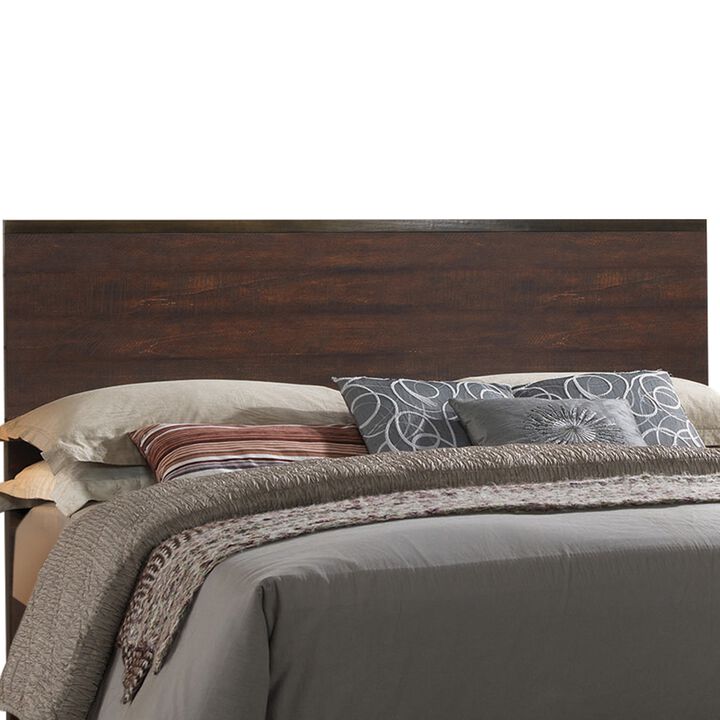 Transitional Style California King Size Panel Bed with Low Footboard, Brown-Benzara