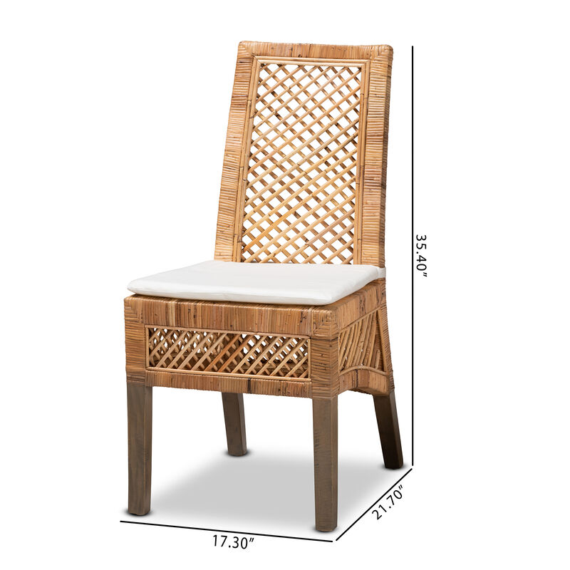 Baxton Studio Argos Modern Bohemian  Natural Brown Rattan 2-Piece Dining Chair Set