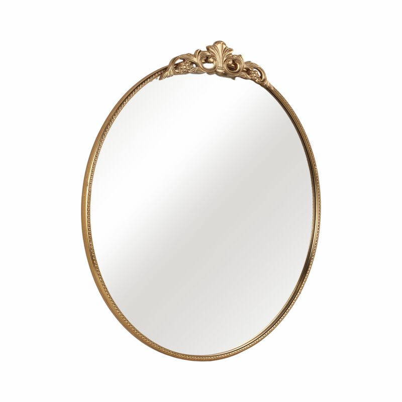 36" Fleur Applique Round Mirror, Gold Wb image number 1