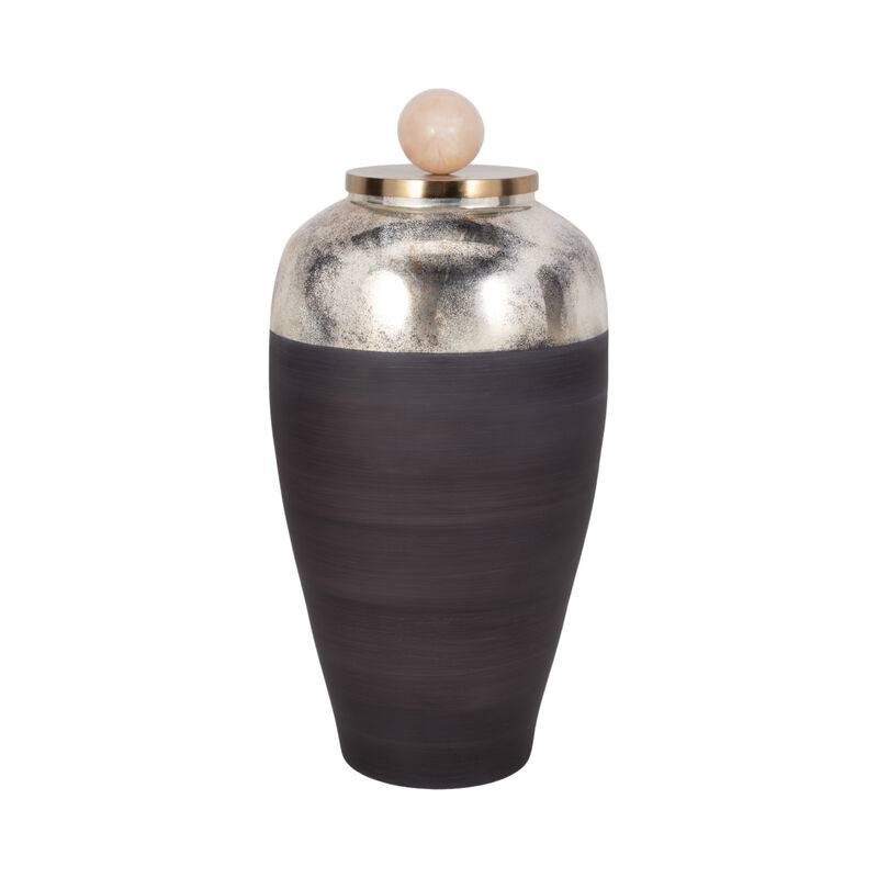 Glass, 23" Vase W/ Resin Topper, Gray image number 2