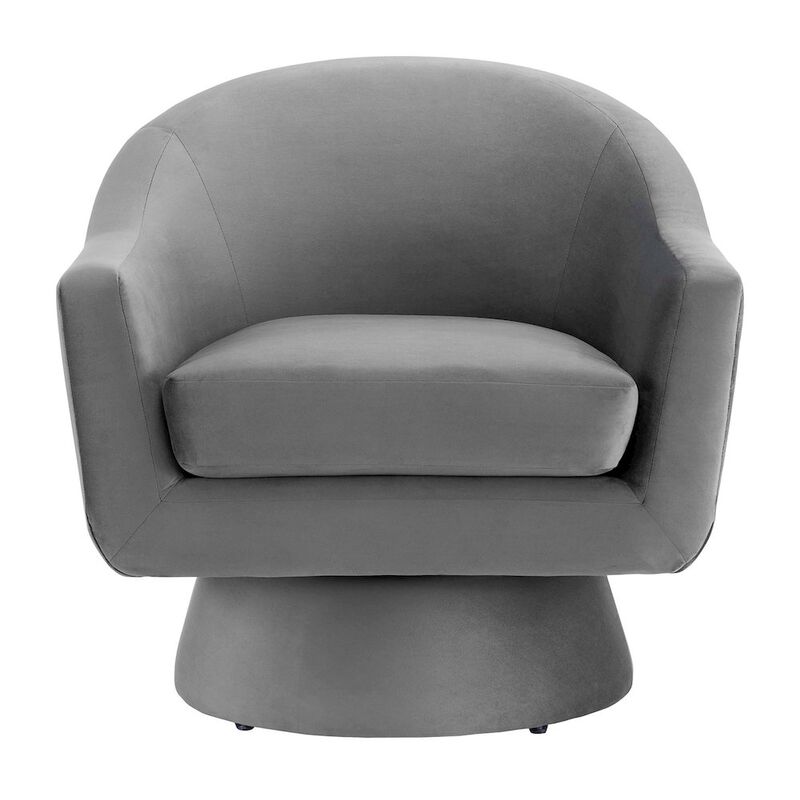 Astral Performance Velvet Fabric and Wood Swivel Chair image number 5