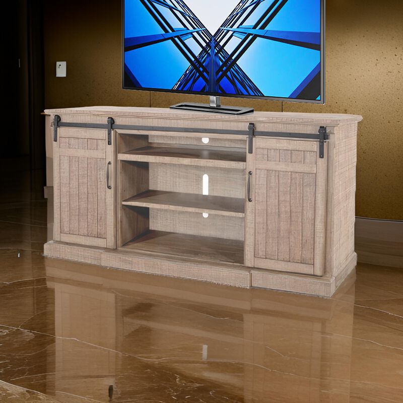 Desy TV Media Entertainment Console, Barn Doors, 78 Inch Brown