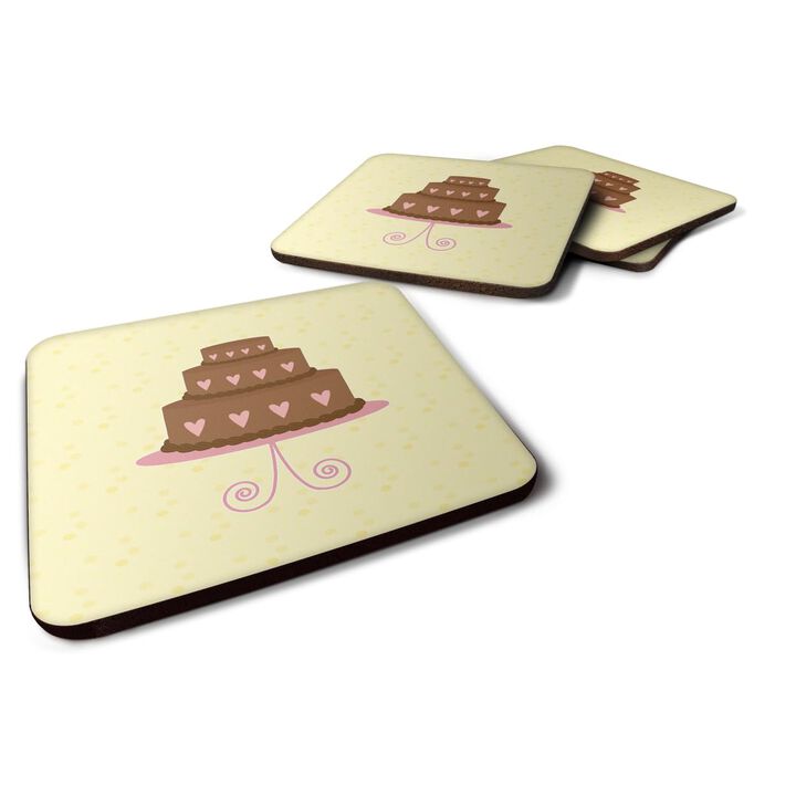 Caroline's Treasures 3 Tier Heart Chocolate Cake on Yellow Decorative coasters, 3.5, Multicolor