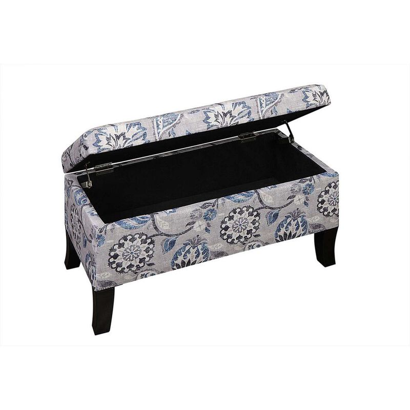 Convenience Concepts Designs4Comfort Winslow Storage Ottoman, Gray Flora Fabric