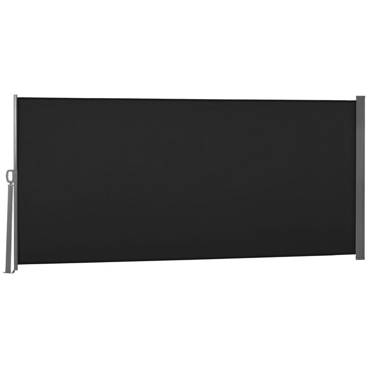 Outsunny 10' x 7' Side Awning, Retractable Privacy Screen & Driveway Guard, Instant Outside Screen, Wall, or Fence, Side Shade and Wind Block for Indoor Outdoor, Garden, Black