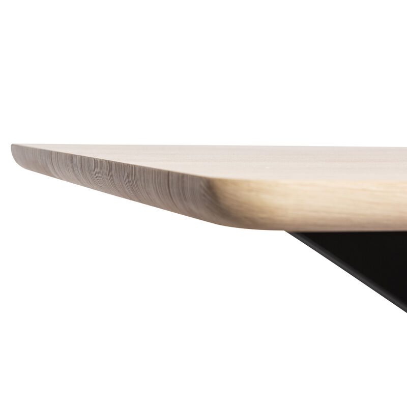 LeisureMod Ravenna 63" Rectangular Wood Dining Table With Modern Metal Base image number 7