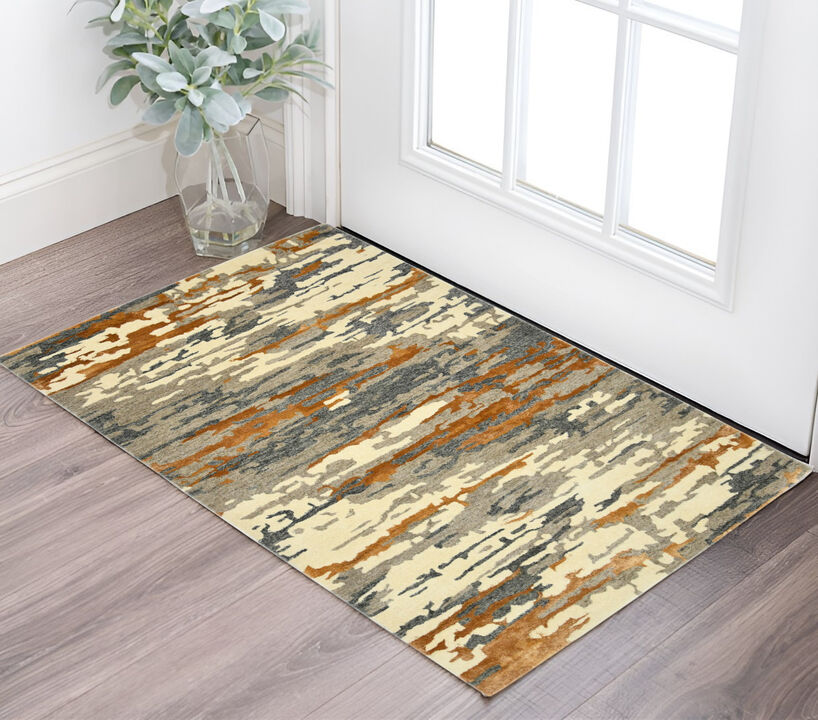 HomeRoots Wool Abstract Hand Tufted Area Rug
